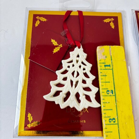 Lenox Porcelain Christmas Ornaments Tags Angel Tree Set 2 White - Picture 3 of 4